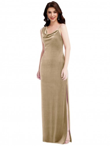 Discount Asymmetrical One Shoulder Velvet Maxi Slip Prom Dress UK