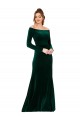 Off the Shoulder Long Sleeves Stretch Velvet Prom Dress