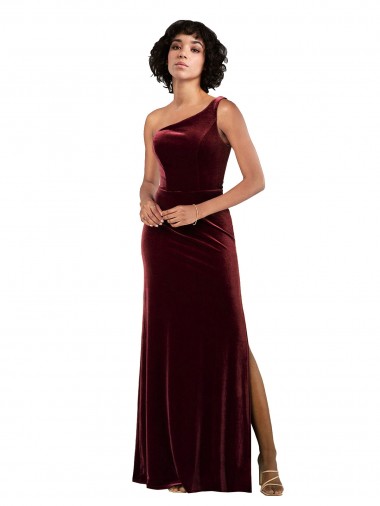 Discount One Shoulder Floor-Length Velvet Prom Dress UK