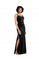 Modern Floor-Length Velvet Prom Dress with Cowl Neck and Spaghetti Straps