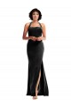 Empire Waist Stretch Velvet Prom Dress with Halter Strap
