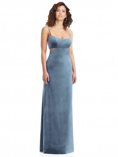 Discount Spaghetti Strap Long Full Length Velvet Maxi Prom Dress UK