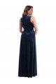 Deep V-Neck Sleeveless Velvet Maxi Prom Dress with Pockets