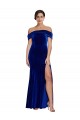 Full Length Long Velvet Prom Dress with Side Split