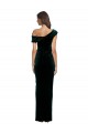 Long Asymmetric Neckline Ruched Velvet Prom Dress