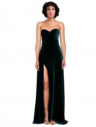 Discount Sweetheart Fluid Velvet Prom Dress with High Split UK
